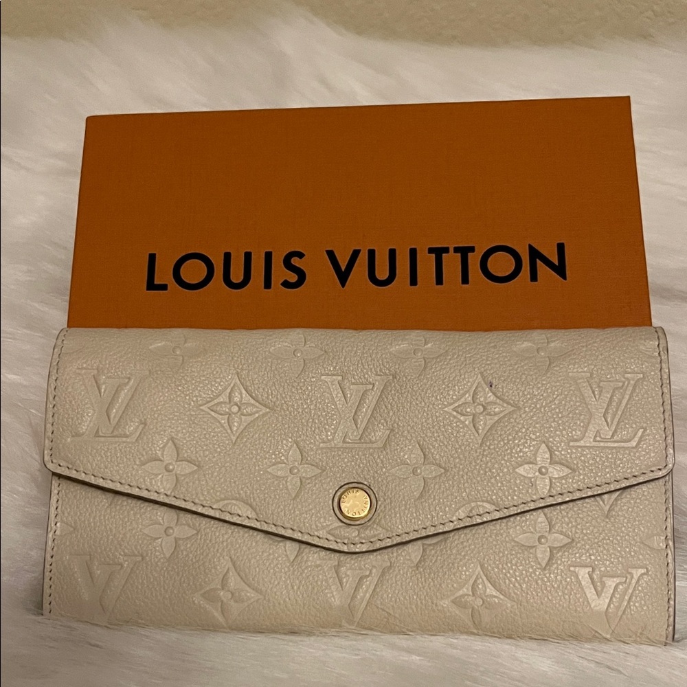 Louis Vuitton Cream Monogram Embossed Leather Wallet